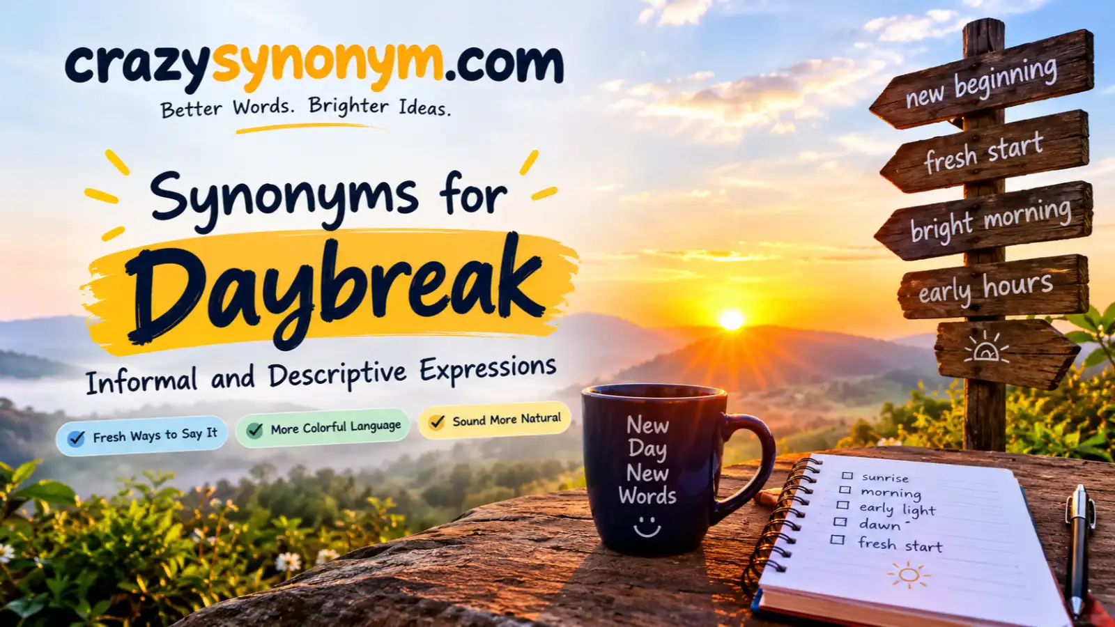 synonyms for daybreak Informal and Descriptive Expressions