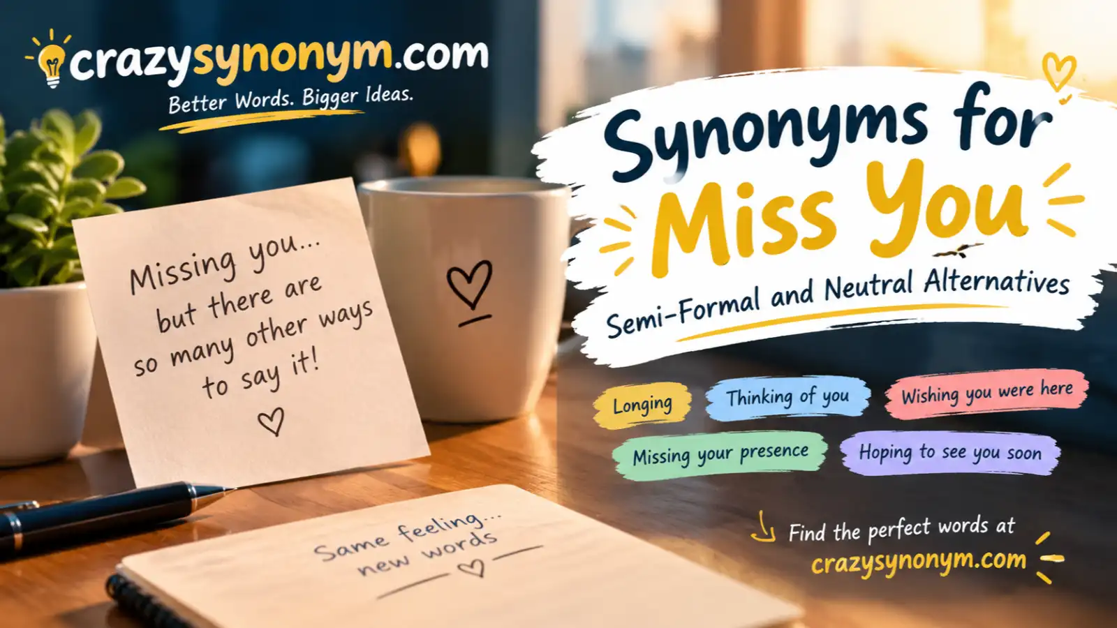 synonyms for miss youSemi-Formal and Neutral Alternatives